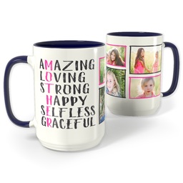 Blue Photo Mug, 15oz with Mother design