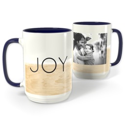 Blue Photo Mug, 15oz with Pure Joy design