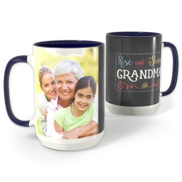 Blue Photo Mug, 15oz with Rise and Shine Grandma design