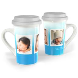 Thumbnail for Premium Grande Photo Mug with Lid, 16oz with Watercolor Blue Snaps design 1