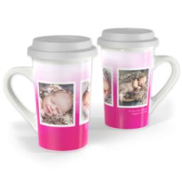 Thumbnail for Premium Grande Photo Mug with Lid, 16oz with Watercolor Pink design 1