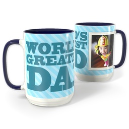 Blue Photo Mug, 15oz with World's Greatest Dad design