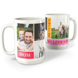 White Photo Mug, 15oz with XOXO Mom design