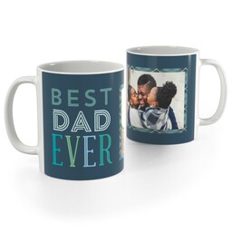 White Photo Mug, 11oz with Best Dad Plaid design