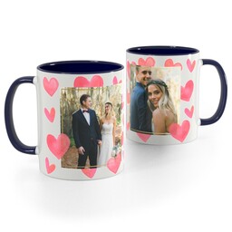 Blue Handle Photo Mug, 11oz with Cascading Hearts design