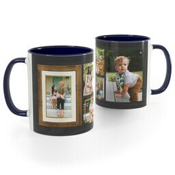 Blue Handle Photo Mug, 11oz with Christmas Collage Frame design