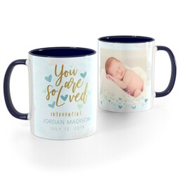 Blue Handle Photo Mug, 11oz with Feeling the Love design