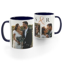 Blue Handle Photo Mug, 11oz with Gilded Togetherness design