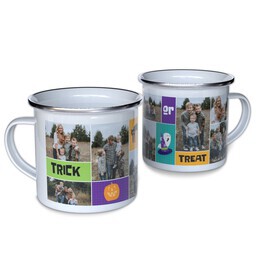 Personalized Enamel Campfire Mugs with Halloween Fun design