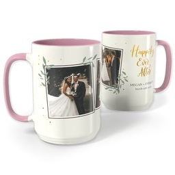 Pink Photo Mug, 15oz with Happily Ever After design