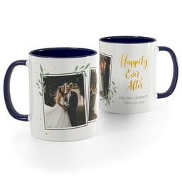 Blue Handle Photo Mug, 11oz with Happily Ever After design