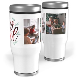 Stainless Steel Tumbler, 14oz with Merry Lettering design
