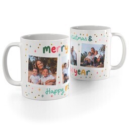 White Photo Mug, 11oz with Mixed Type design