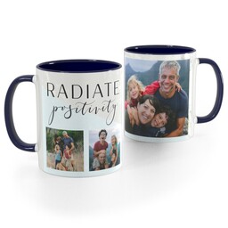 Blue Handle Photo Mug, 11oz with Radiate Positivity design