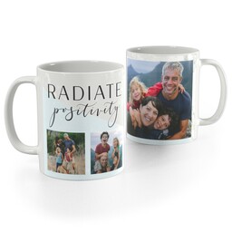 White Photo Mug, 11oz with Radiate Positivity design