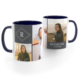 Blue Handle Photo Mug, 11oz with Rippled Diamond design