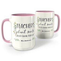 Pink Photo Mug, 15oz with Seeds That Grow Forever design