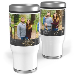 Stainless Steel Tumbler, 14oz with Snowflake Corners design