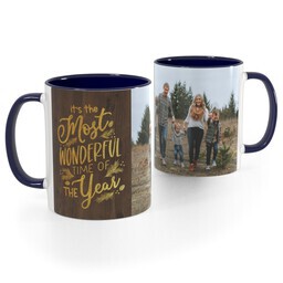 Blue Handle Photo Mug, 11oz with Wonderful Time design