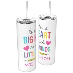 Personalized Tumbler with Straw with Big Heart design