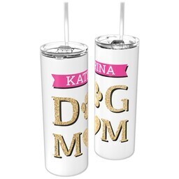 Personalized Tumbler with Straw with Dog Mom design