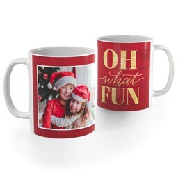 White Photo Mug, 11oz with Oh What Fun design