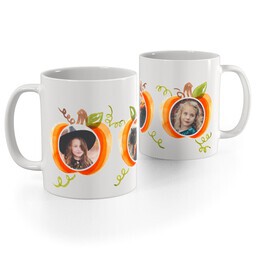 White Photo Mug, 11oz with Family Pumpkin Patch design