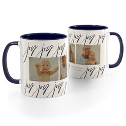 Blue Handle Photo Mug, 11oz with Joyful Joyful design