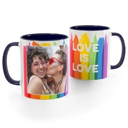 Blue Handle Photo Mug, 11oz with Painterly Pride design