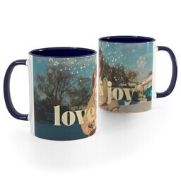 Blue Handle Photo Mug, 11oz with Snowy Winter Love design