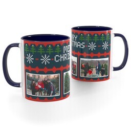 Blue Handle Photo Mug, 11oz with Sweater Weather design