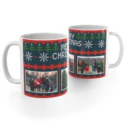 White Photo Mug, 11oz with Sweater Weather design