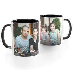 Black Handle Photo Mug, 11oz with Love Hearts Full Photo design