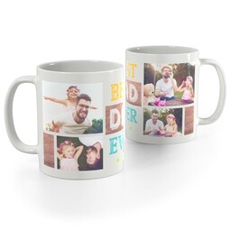 White Photo Mug, 11oz with Best Dad Ever Collage design
