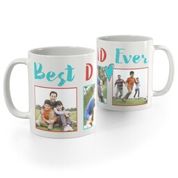 White Photo Mug, 11oz with Best Dad Ever Heart design