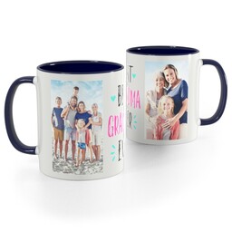 Blue Handle Photo Mug, 11oz with Best Grandma Ever Brights design