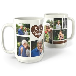 White Photo Mug, 15oz with Best Grandma Heart design