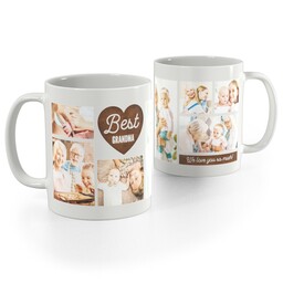 White Photo Mug, 11oz with Best Grandma Heart design