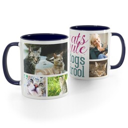 Blue Handle Photo Mug, 11oz with Cats Rule design