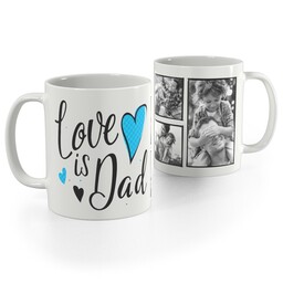White Photo Mug, 11oz with Dad Hearts design
