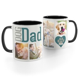 Black Handle Photo Mug, 11oz with Dog Dad design