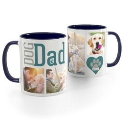 Blue Handle Photo Mug, 11oz with Dog Dad design