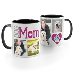 Black Handle Photo Mug, 11oz with Dog Mom design