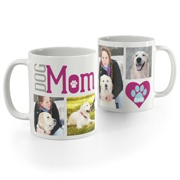 White Photo Mug, 11oz with Dog Mom design