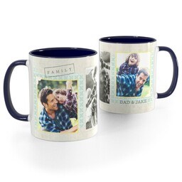 Blue Handle Photo Mug, 11oz with Family Scrapbook design