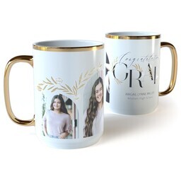 Gold Photo Mug, 15oz with Flower Power design