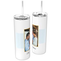 Personalized Tumbler with Straw with Golden Frame design