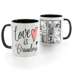 Black Handle Photo Mug, 11oz with Grandma Hearts design