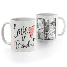White Photo Mug, 11oz with Grandma Hearts design