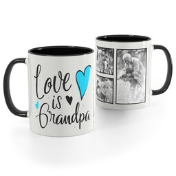 Black Handle Photo Mug, 11oz with Grandpa Hearts design
